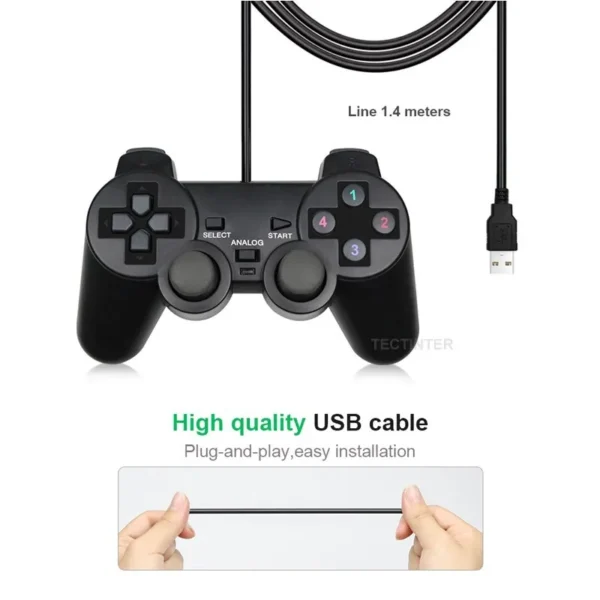 USB Wired PC Game Controller Gamepad For WinXP/Win7/Win8/Win10 Joypad For PC Windows Computer Laptop Black Game Joystick