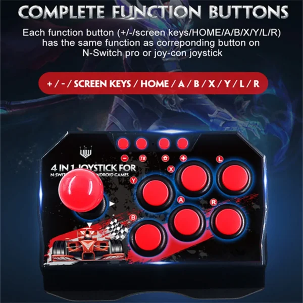 4-in-1 Retro Arcade Joystick Controller USB - Fighting Stick für PS3, Switch, PC & Android