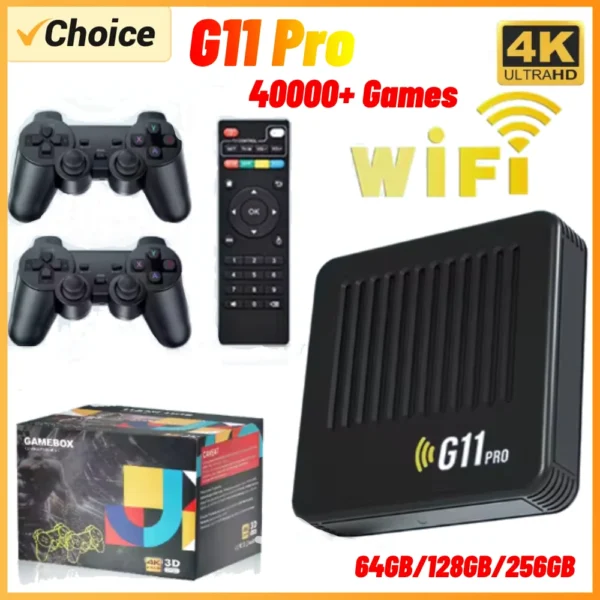G11 Pro 4K HD Game Box - 128GB Retro Spiele Stick mit 40.000 Games & Wireless Controller