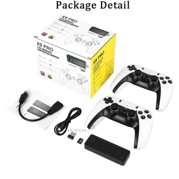 X9 PRO Retro Game Stick Video Game Console 4K TV HD 50000 Games 50+ Emulators For PS1/PSP/SFC/N64 Dual 2.4G Wireless Controller