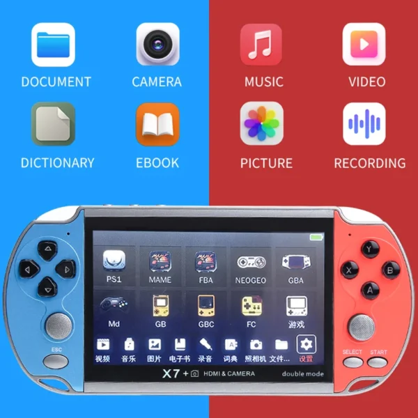 X7 Handheld Game Konsole with Kamera 4.3 Inch Built-in 8G 10000+ Games