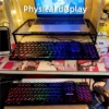 EWEADN GX330 Typewriter Gaming Keyboard, 104 Keys Wired Retro Punk Round Keycaps, with RGB Backlit, for Windows Laptop PC black