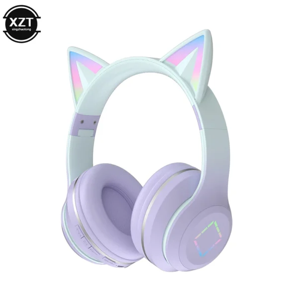 Kf-S5960B3Ff240E476Cbc6F170Be2171Cecu new headset bluetooth 5.1 wireless gamer cute cat ear headphones with mic rgb led light for kids pc gamer laptop earphones gifts