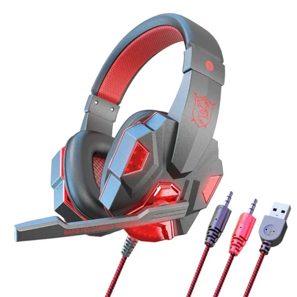 professional wired gaming headphones with microphone led light for computer ps4 ps5 xbox bass stereo pc gaming headset gifts