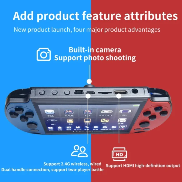 X7 Handheld Game Konsole with Kamera 4.3 Inch Built-in 8G 10000+ Games