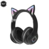 new headset bluetooth 5.1 wireless gamer cute cat ear headphones with mic rgb led light for kids pc gamer laptop earphones gifts