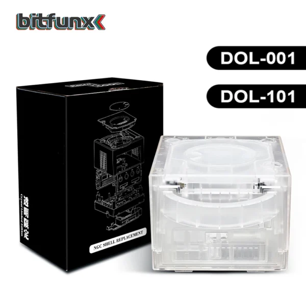 Bitfunx Gamecube Gehäuse NGC Ersatzschale Transparente Hülle für Gamecube NGC GC Spielekonsole