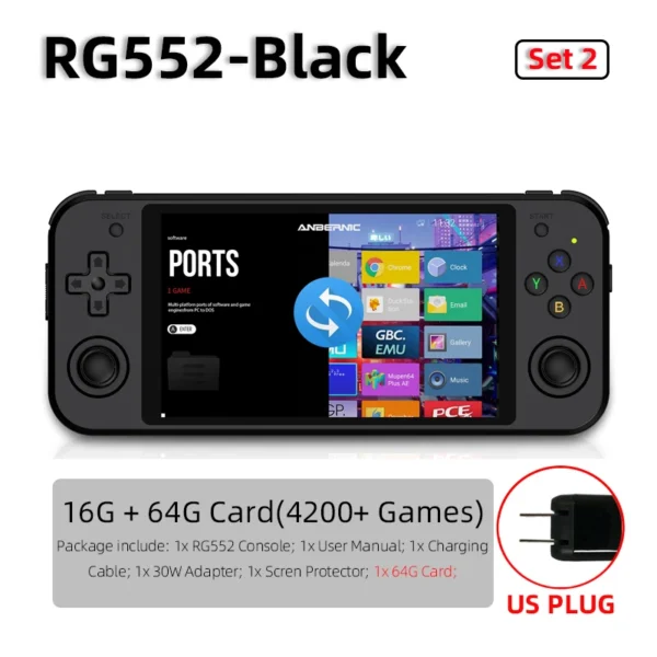 anbernic handheld console rg552 android linux - retro gaming with 4000 games