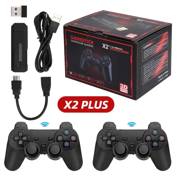 X2 Plus 4K Retro Spielkonsole 128GB - 40.000+ Spiele, 50 Emulatoren, Wireless Controller für PS1/N64/DC, HD TV Stick
