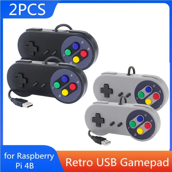 2PCs USB Gamepad Retro Gaming Joystick Wired Controller für PC NESPi RetroPie Game Control für Raspberry Pi 4 B