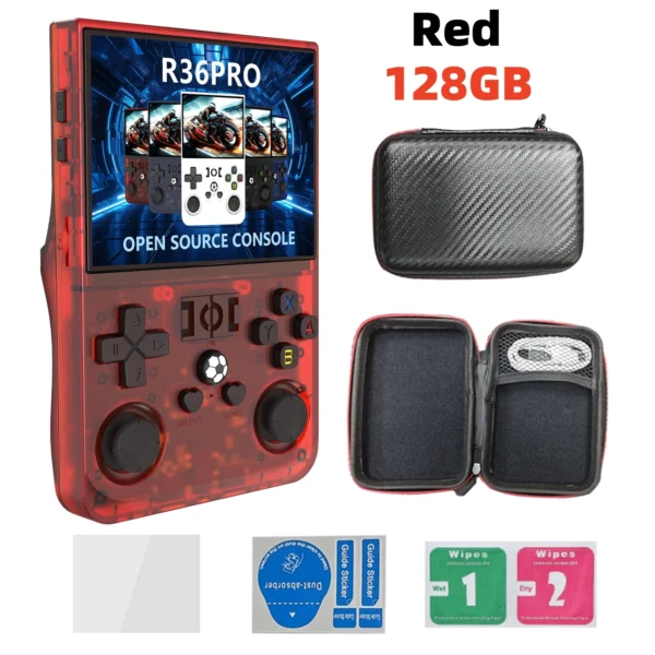 retro open source r36 pro handheld-videospielkonsole linux-system 3,5-zoll-ips-bildschirm tragbarer taschenvideoplayer 128 gb spiele