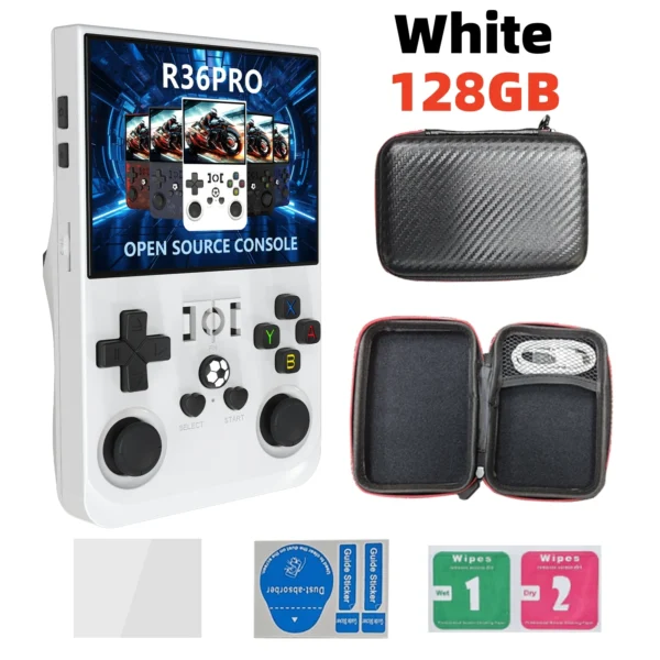Retro Open Source R36 PRO Handheld-Videospielkonsole Linux-System 3,5-Zoll-IPS-Bildschirm Tragbarer Taschenvideoplayer 128 GB Spiele