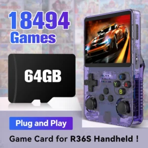 64Gb Game Card für R36S Handheld Spielekonsole mit 18494 Games inkl. PS1/PSP/SS/DC/N64/NES/SNES/NDS 20+Emulators