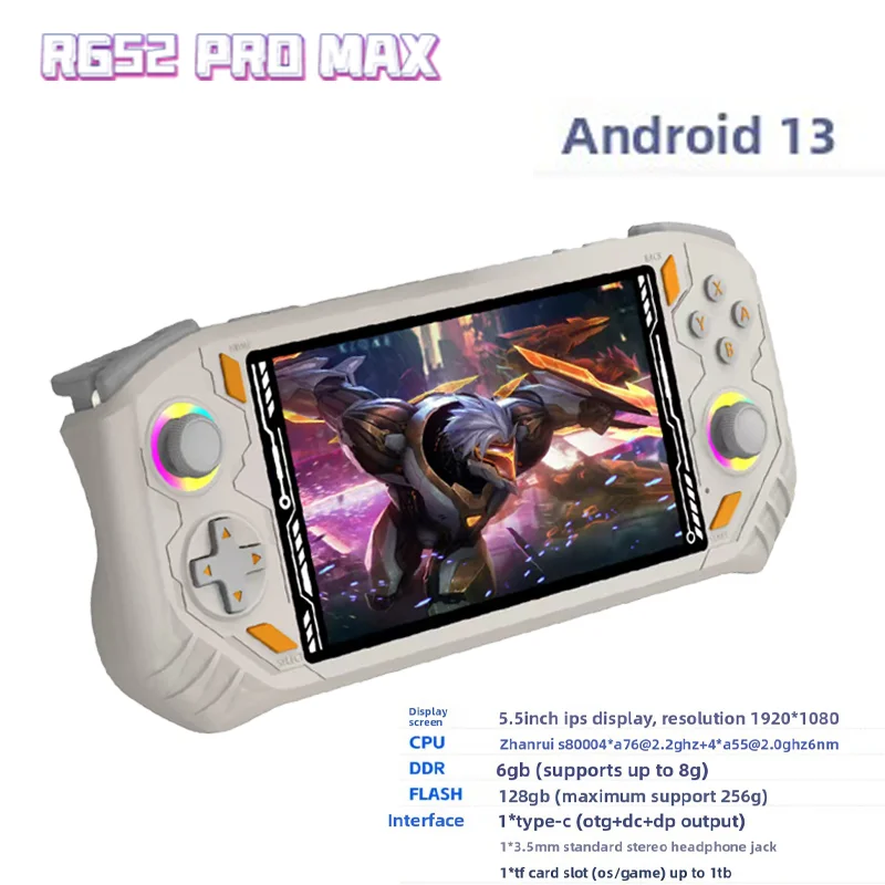 RG52 Pro Max Retro Tragbare Gaming-Konsole 5,5-Zoll-IPS-Bildschirm und Android 13