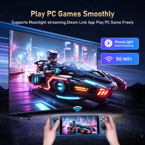 K56 Tragbare Spielekonsole 5,5-Zoll-Touchscreen inkl. 50 Emulatoren 27.000 PS1/PSP/DC/SS Spiele und Android 14