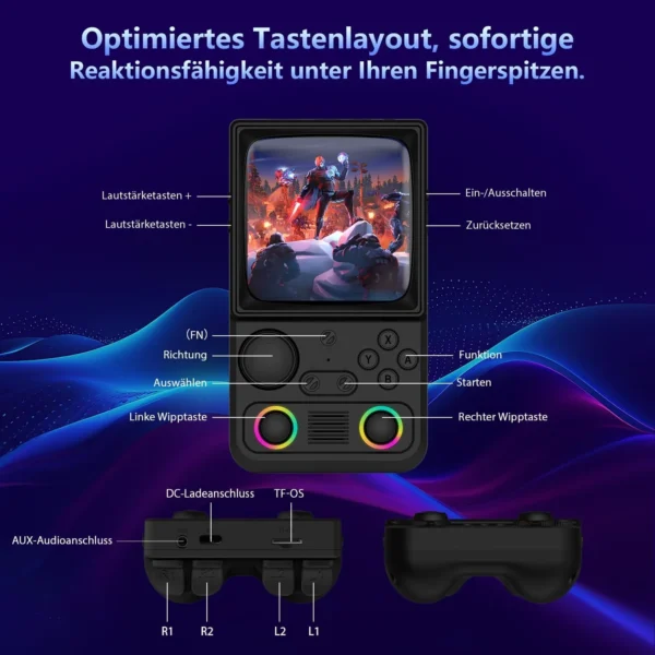 r36tmax retro handheld spielkonsole, retrospielkonsole mit 4,0″ ips-bildschirm und über 18.000 klassischen spielen