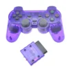 transparentes kabelloses gamepad für ps2 vibrations-joystick, kompatibel mit sony playstation 2