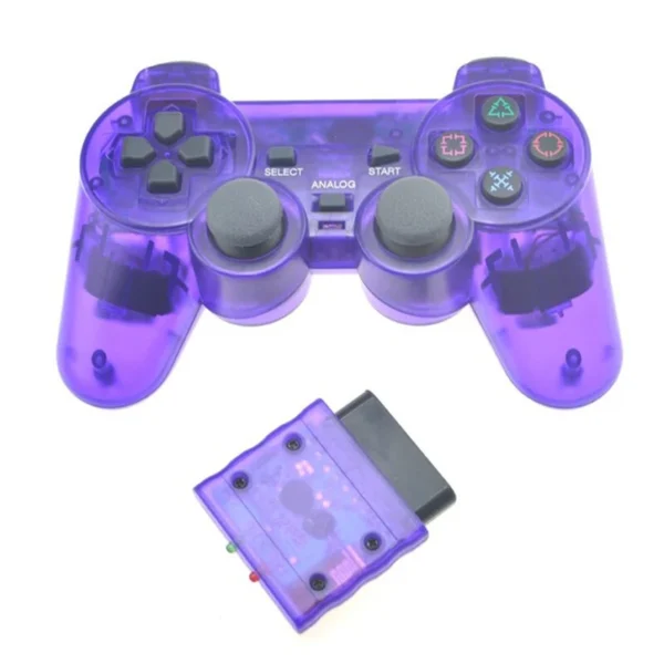 transparentes kabelloses gamepad für ps2 vibrations-joystick, kompatibel mit sony playstation 2