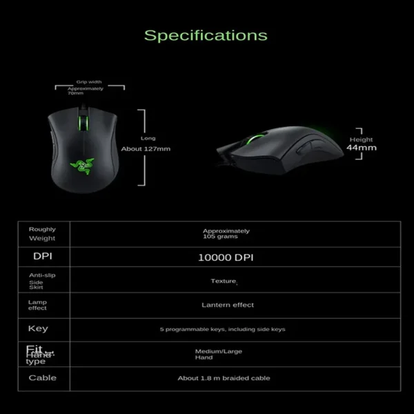 razer death adder essential kabelgebundene gaming maus / 6400 dpi 5 unabhängige tasten für laptop-pc-gamer