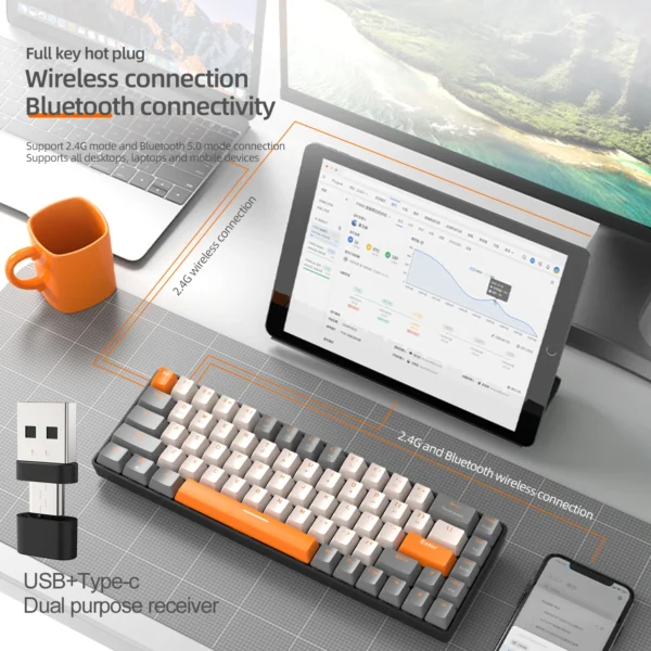 kabellose mechanische tastatur / bluetooth mini-tastatur mit 68-tasten