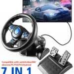 kf-Se07d0febda7d437e93558aac5c658464b DATA FROG Racing Lenkrad mit Vibration und Pedalen für Switch, PS2, PS3, PS4, Xbox One, PC Gaming
