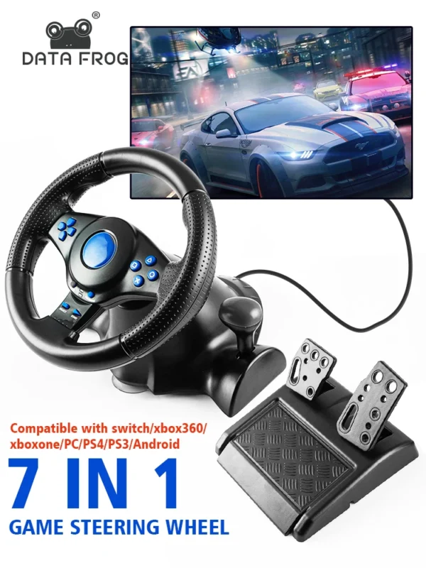 data frog racing lenkrad mit vibration und pedalen für switch, ps2, ps3, ps4, xbox one, pc gaming