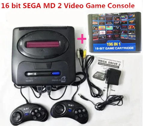 Console per videogiochi Sega MD 2 per cartucce originali Sega; opzionale: 138 in 1, 196 in 1