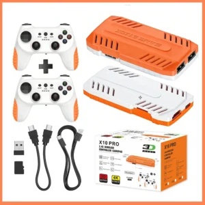 x10 pro game stick mit 128gb - 50000+ retro spielen, tv-handheld-spielkonsole mit kabellosen gamepads