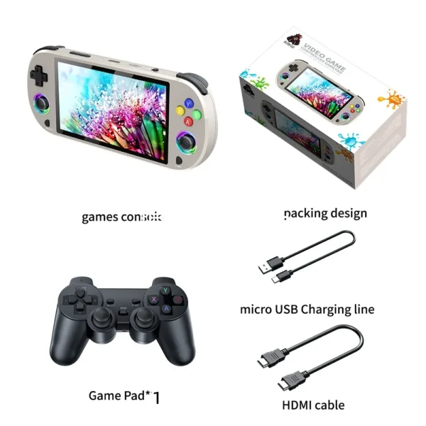 neue 128gb m22 pro tragbare retro-handheld-spielkonsole mit 5,0 zoll ips-bildschirm 1920*1080 display, unterstützt linux emelec