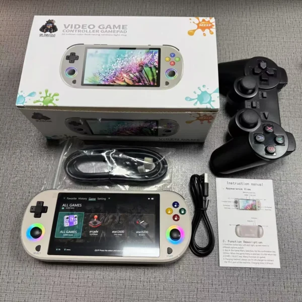neue 128gb m22 pro tragbare retro-handheld-spielkonsole mit 5,0 zoll ips-bildschirm 1920*1080 display, unterstützt linux emelec